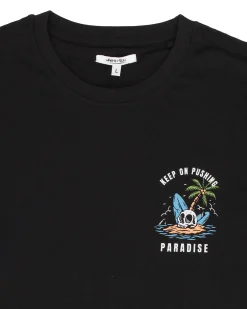 WAIKIKI RUN - T-SHIRT MEZZA MANICA NERA CON DETTAGLI GRAFICI TENERIFE DA UOMO - NETTUNO