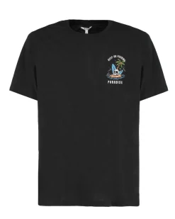 WAIKIKI RUN - T-SHIRT MEZZA MANICA NERA CON DETTAGLI GRAFICI TENERIFE DA UOMO - NETTUNO