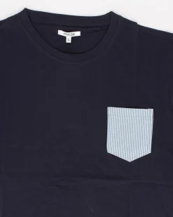 WAIKIKI RUN - T-SHIRT MEZZA MANICA BLU SCURA CON DETTAGLI A RIGHE BLUETTE DA UOMO - NETTUNO