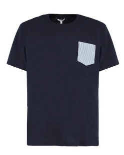 WAIKIKI RUN - T-SHIRT MEZZA MANICA BLU SCURA CON DETTAGLI A RIGHE BLUETTE DA UOMO - NETTUNO
