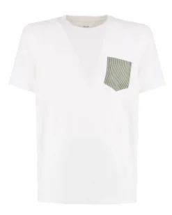 WAIKIKI RUN - T-SHIRT MEZZA MANICA BIANCA CON DETTAGLI A RIGHE VERDI DA UOMO - NETTUNO