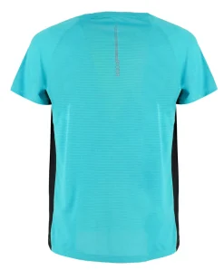 WAIKIKI RUN - T-SHIRT SPORTIVA JAQUARD WAFFLE IN MESH TRASPIRANTE  AZZURRA E NERA DA UOMO - PEPE