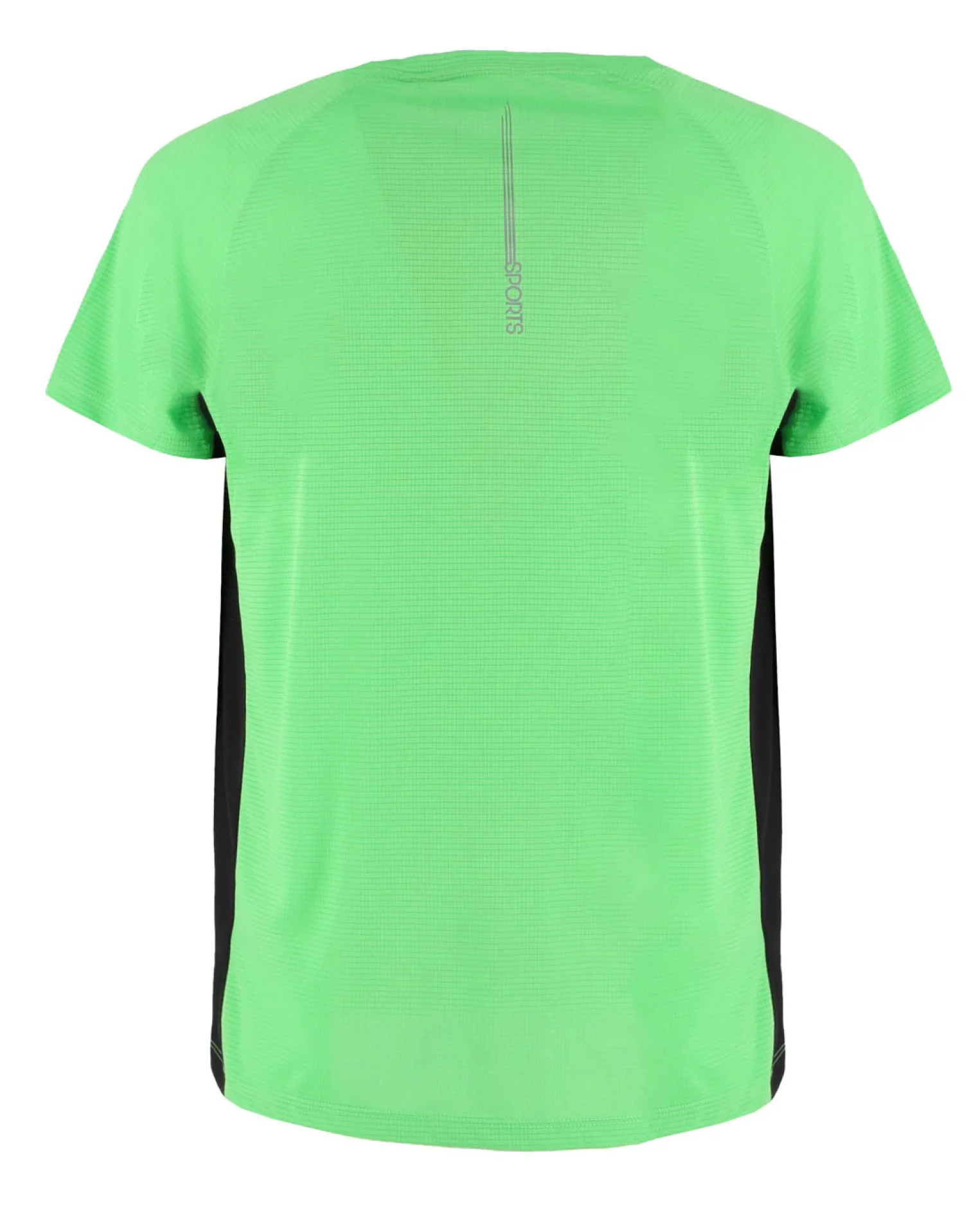 WAIKIKI RUN - T-SHIRT SPORTIVA JAQUARD WAFFLE IN MESH TRASPIRANTE VERDE FLUO E NERA DA UOMO - PEPE