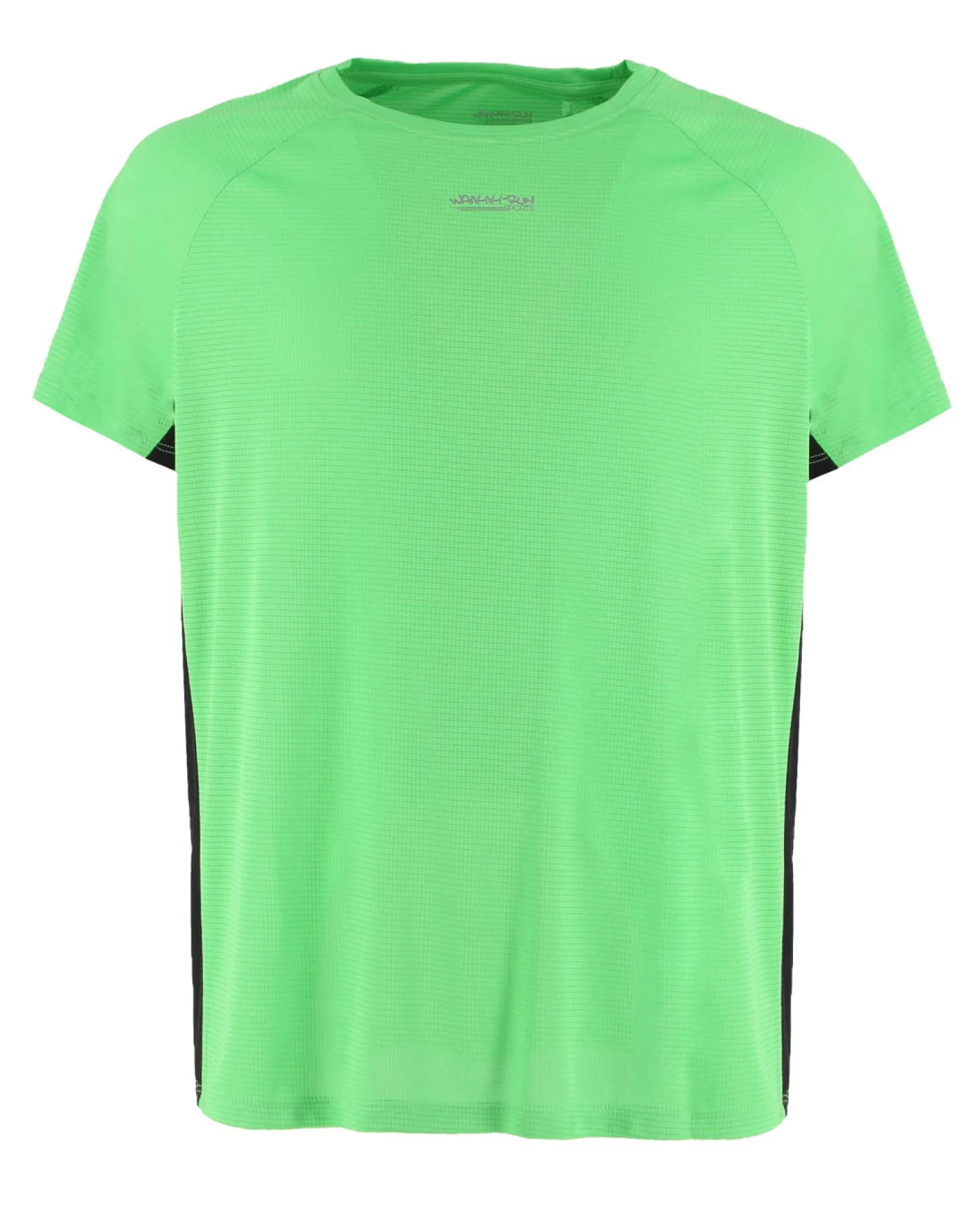 WAIKIKI RUN - T-SHIRT SPORTIVA JAQUARD WAFFLE IN MESH TRASPIRANTE VERDE FLUO E NERA DA UOMO - PEPE