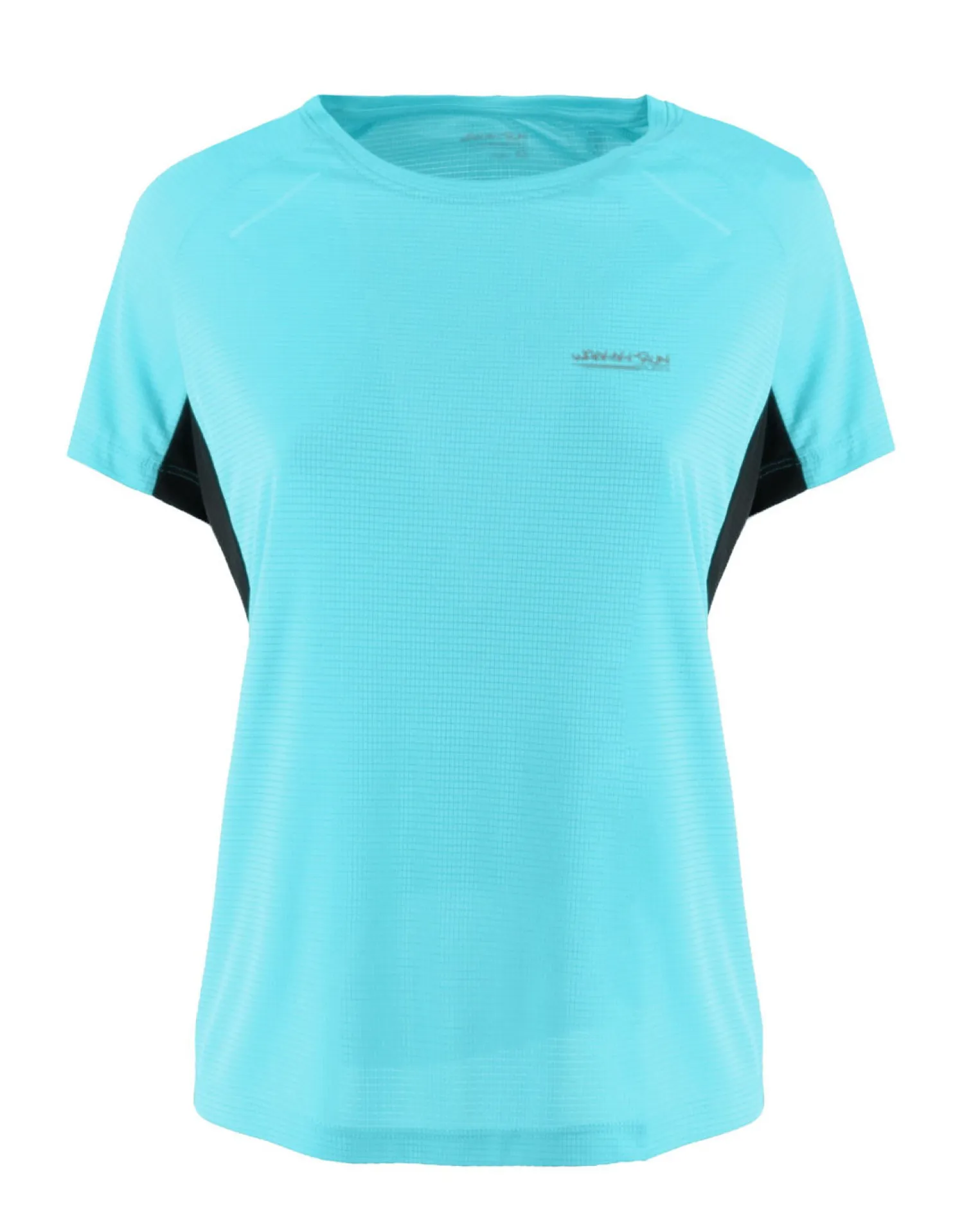 WAIKIKI RUN - T-SHIRT SPORTIVA JAQUARD WAFFLE IN MESH TRASPIRANTE AZZURRA E NERA DA DONNA - MARCELA