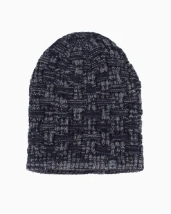 WAMPUM - Cuffia blu a maglia con interno rifinito in pelliccia