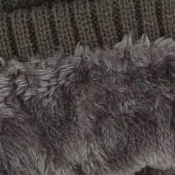 WAMPUM - Cuffia grigia con risvolto e interno rifinito in pelliccia