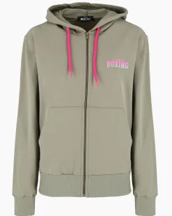 XTREME BOXING - Felpa con cappuccio e zip completa verde salvia da donna in cotone