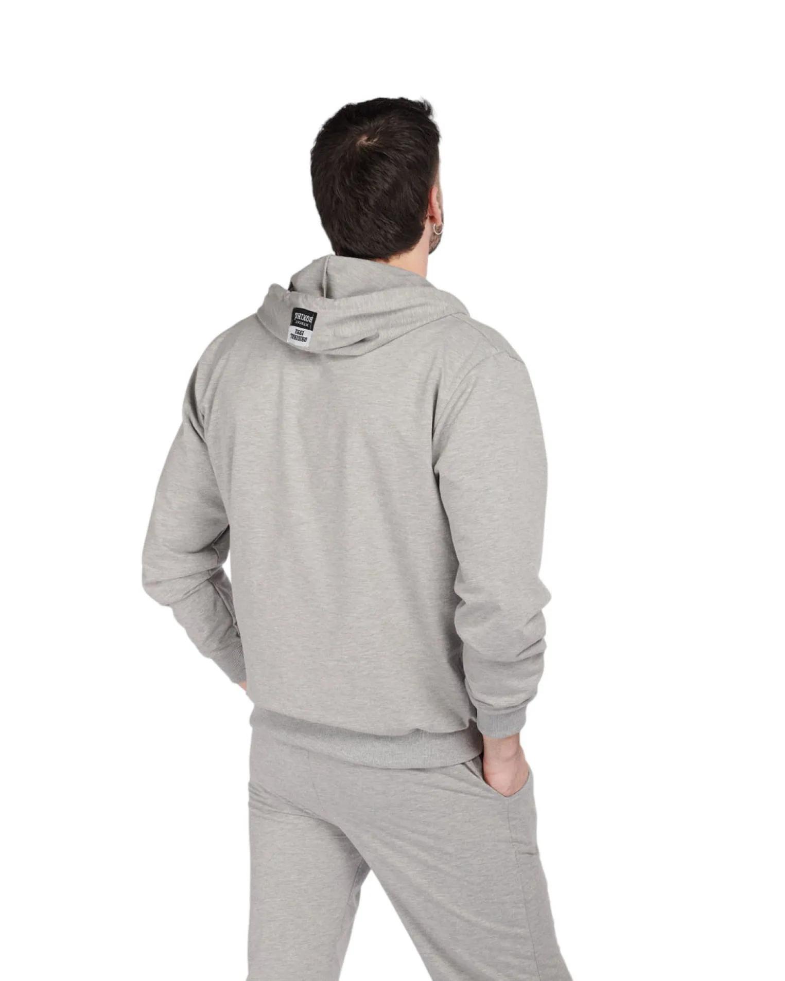 XTREME BOXING - Felpa con cappuccio full zip grigo in cotone