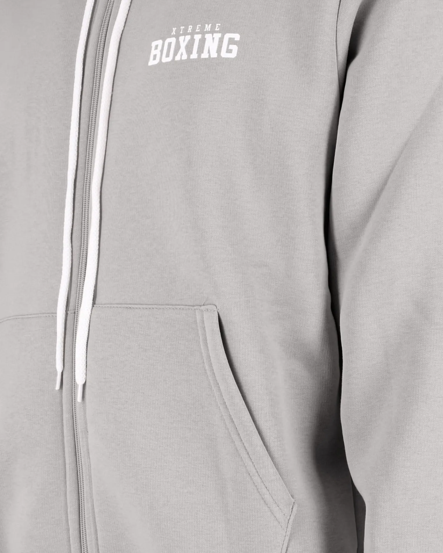 XTREME BOXING - FELPA GRIGIA DA UOMO CON ZIP E CAPPUCCIO