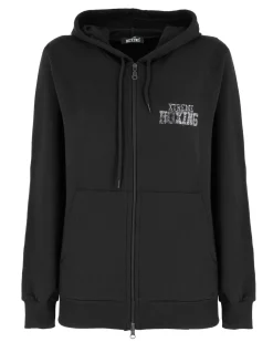 XTREME BOXING - FELPA NERA DA DONNA CON ZIP E CAPPUCCIO