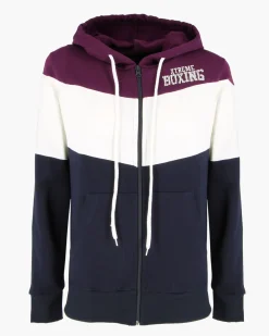 XTREME BOXING - FELPA VIOLA/BIANCO/BLU DA DONNA FULL ZIP CON CAPPUCCIO