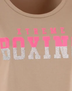 XTREME BOXING - TSHIRT CAMEL DA DONNA CON LOGO GLITTER