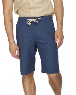 YELLOW DOG - BERMUDA DA UOMO BLU TASCA AMERICA CON LACCIO
