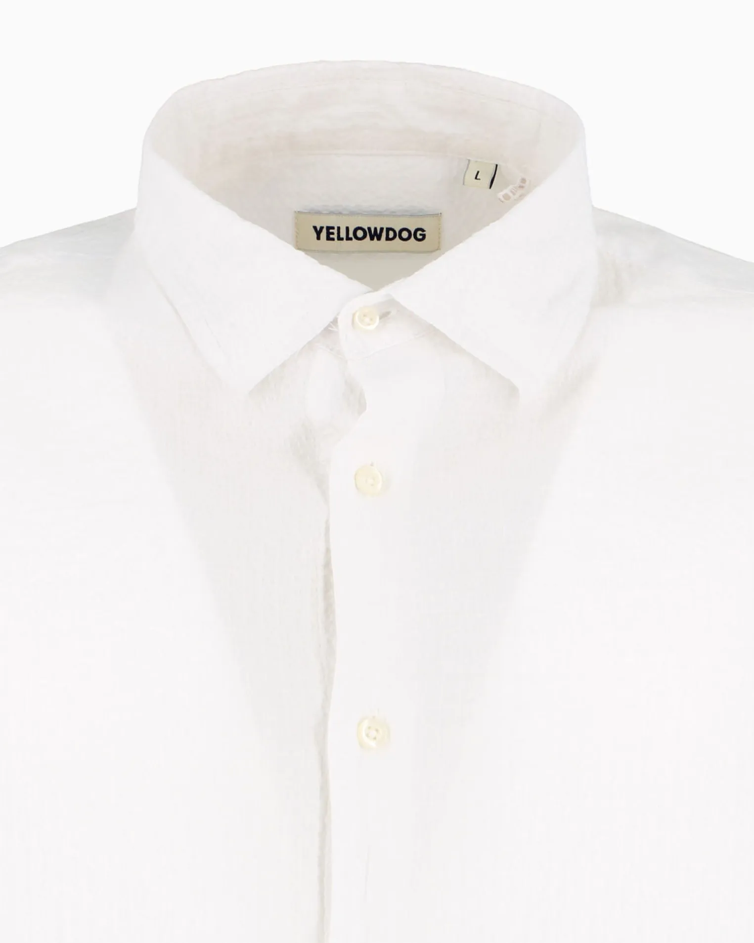 YELLOW DOG - Camicia manica lunga riga goffrato bianca in cotone