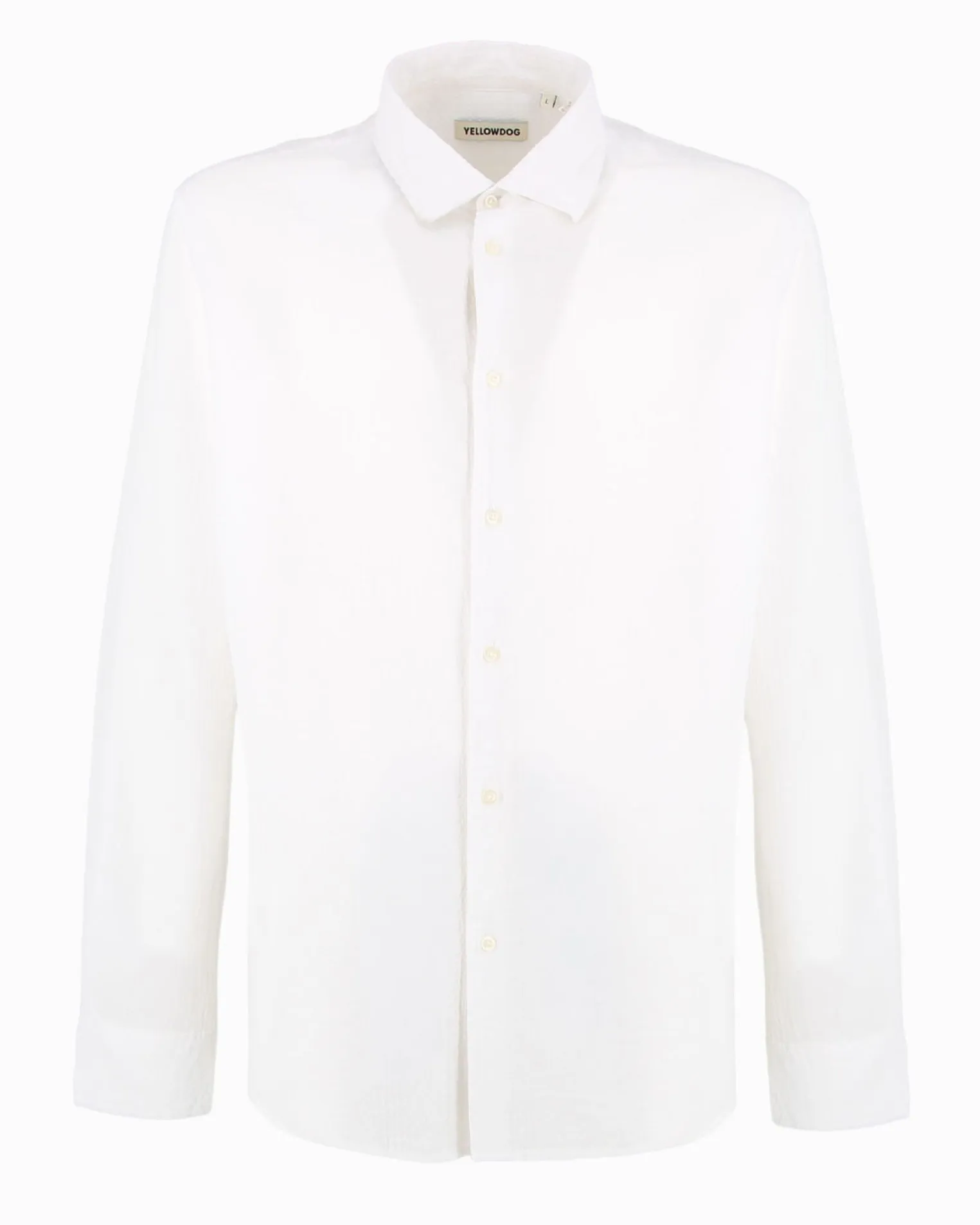 YELLOW DOG - Camicia manica lunga riga goffrato bianca in cotone