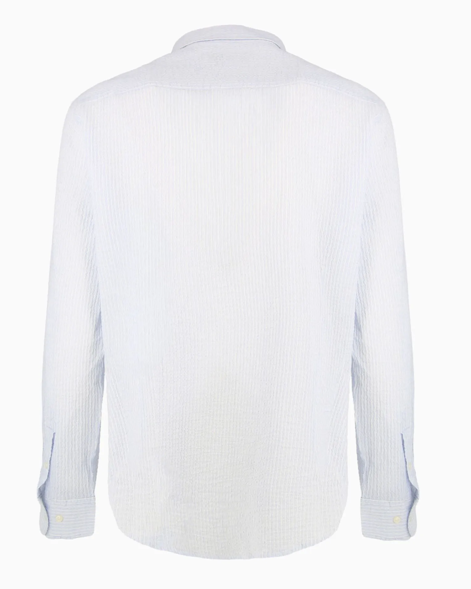 YELLOW DOG - Camicia manica lunga riga goffrato celeste e bianco in cotone