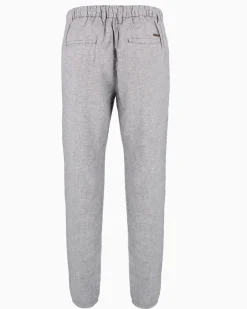 YELLOW DOG - Pantalone blu tasca america con laccio misto lino