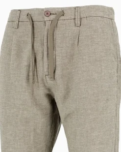 YELLOW DOG - Pantalone verde salvia tasca america con laccio misto lino