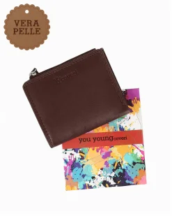YOU YOUNG COVERI - Portafoglio marrone in VERA PELLE da donna