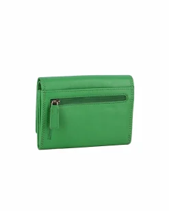 YOU YOUNG COVERI - Portafoglio verde in VERA PELLE da donna con patta e zip posteriore