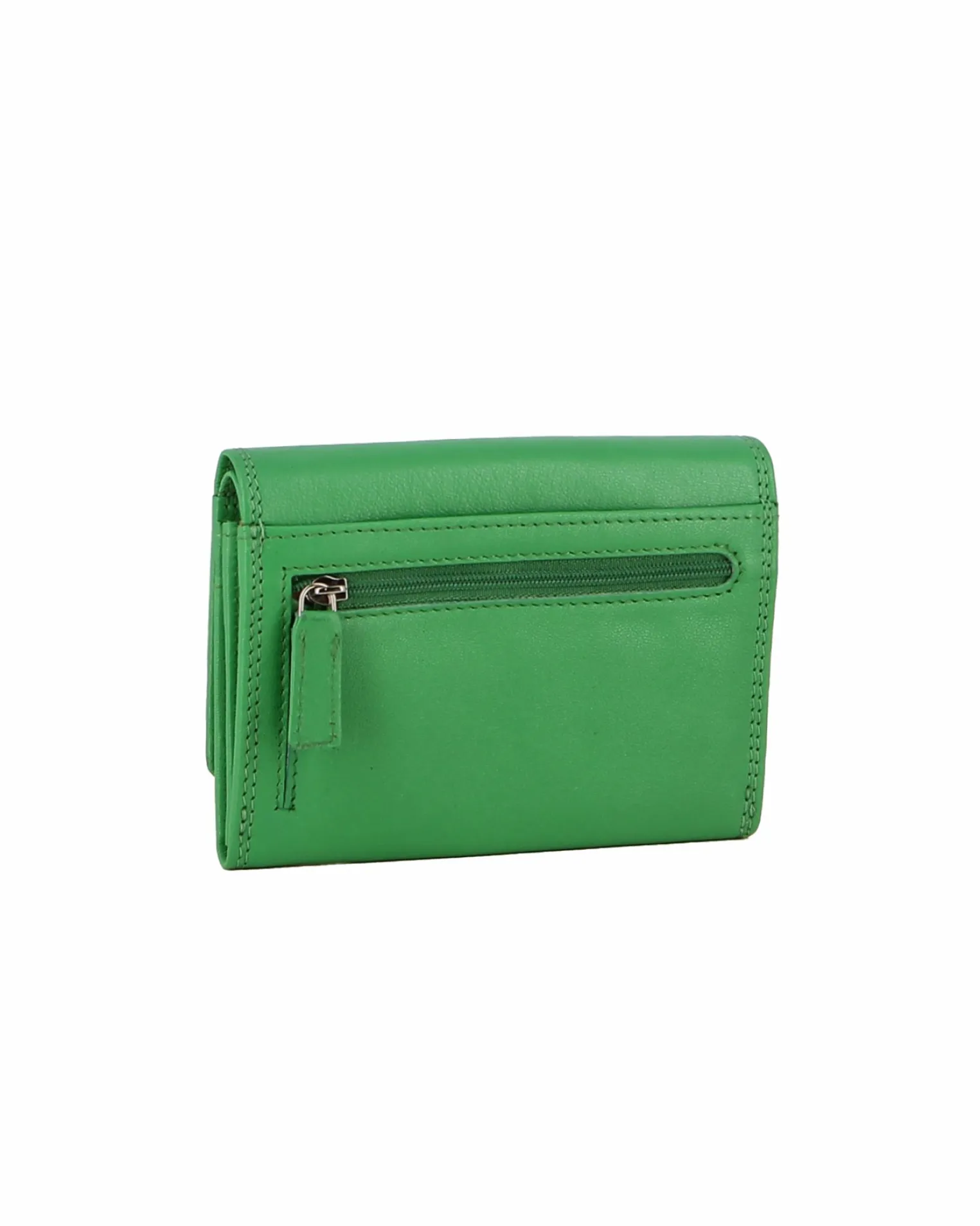YOU YOUNG COVERI - Portafoglio verde in VERA PELLE da donna con patta e zip posteriore