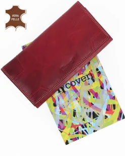 YOU YOUNG COVERI - Portafoglio rosso da uomo in VERA PELLE con patta