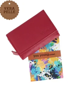 YOU YOUNG COVERI - Portafoglio rosso in VERA PELLE con patta e tasca portamonete