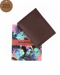 YOU YOUNG COVERI - Portafoglio marrone in VERA PELLE da donna