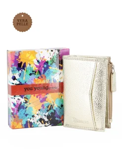 YOU YOUNG COVERI - Portafoglio platino in VERA PELLE da donna con tasca frontale
