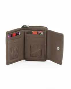YOU YOUNG COVERI - Portafoglio piccolo taupe in VERA PELLE con pattina e tasca portamonete