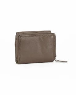 YOU YOUNG COVERI - Portafoglio piccolo taupe in VERA PELLE con pattina e tasca portamonete