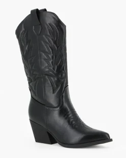 ZOE - Stivale texano nero con zip laterale, tacco 7CM