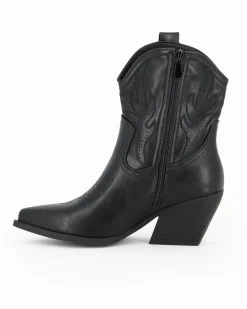 ZOE - Stivaletto texano nero con zip laterale, tacco 7CM