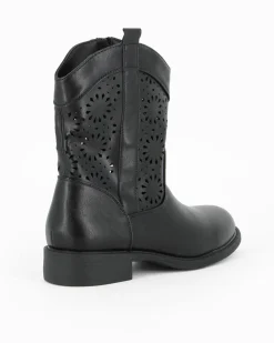 ZOE - Stivaletto traforato nero con zip laterale, tacco 3CM
