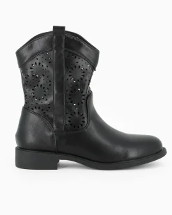 ZOE - Stivaletto traforato nero con zip laterale, tacco 3CM
